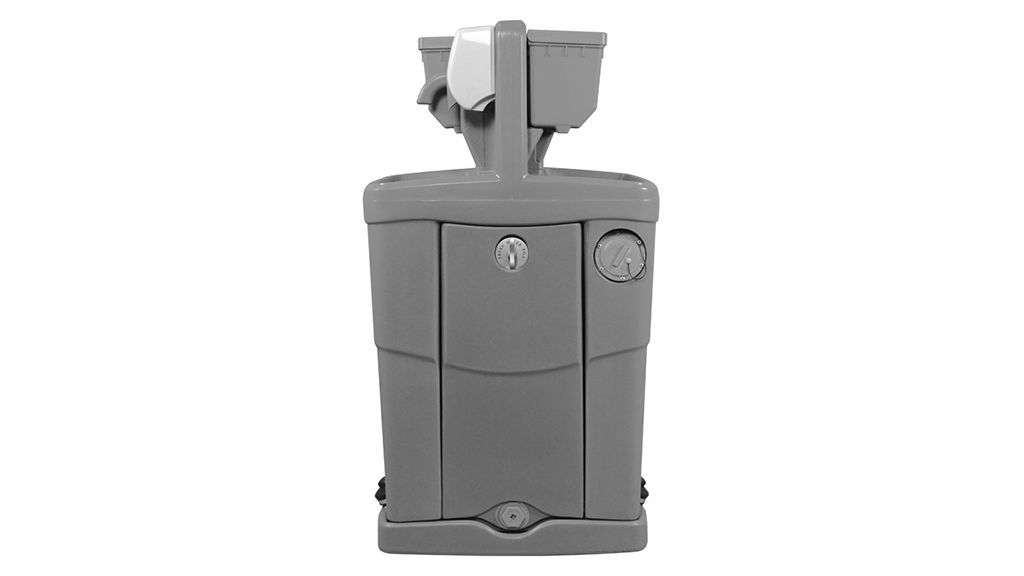 Self-contained hand-wash station with two faucets